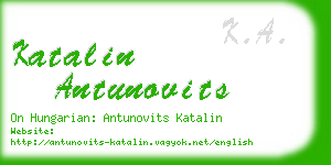 katalin antunovits business card